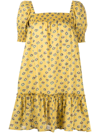 Tory Burch Smocked Mini Dress In Yellow