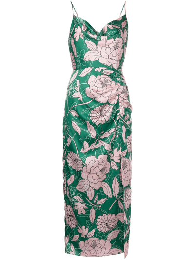 Milly Nenuphar Floral-print Midi Dress In Leaf Multi