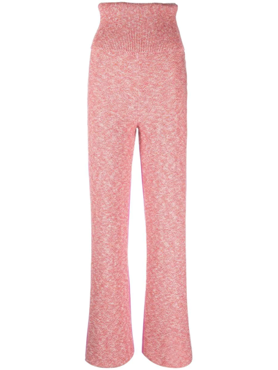 Off-white Diag-stripe Knit Trousers In Pink