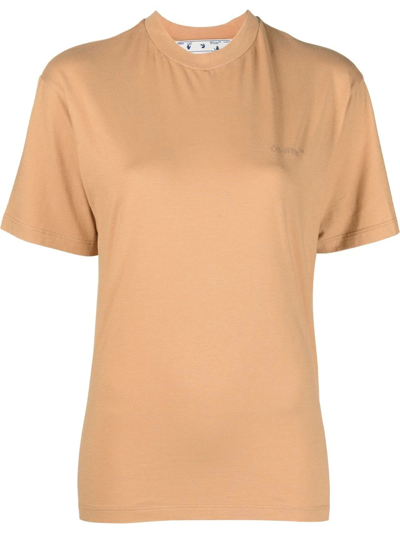 Off-white Diag-print Cotton T-shirt In Beige