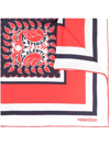 Valentino Archive Manifesto Bandana Print Silk Scarf In Red