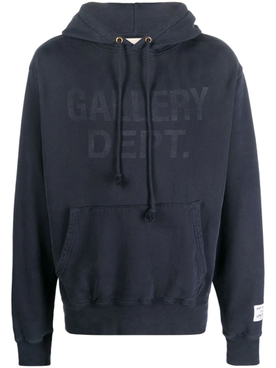 Gallery Dept. Black Logo Hooded Cotton Sweatshirt