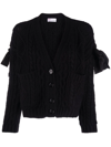 RED VALENTINO BOW-EMBELLISHED MIX-KNIT CARDIGAN