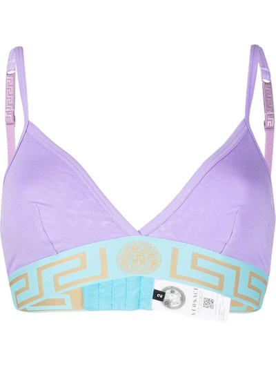 Versace Greca Logo-underband Bra In Multicolor