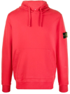 Stone Island Compass-patch Cotton Hoodie In Red