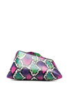 Attico 8.30pm Python-effect Leather Clutch Bag In Green
