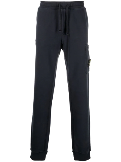 Stone Island Tapered Fleece Track Trousers In Blue