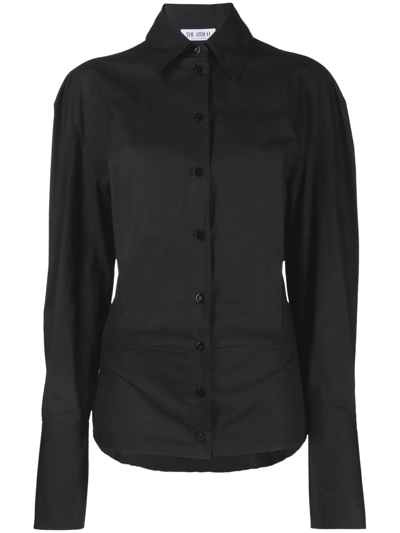 Attico Drawstring-detail Long-sleeve Cotton Shirt In Black