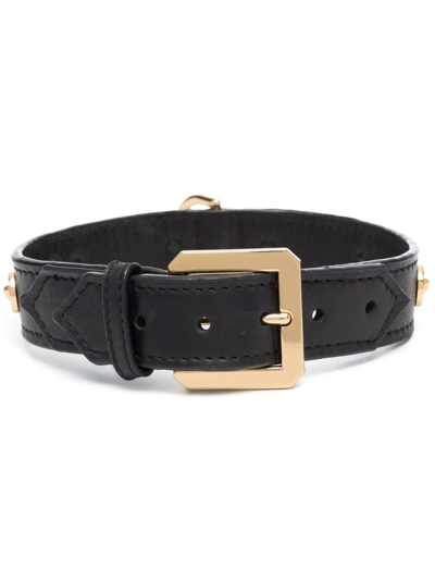 Versace Medusa Plaque Detail Dog Collar In Black