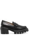 Stuart Weitzman Chunky-sole Leather Loafers In Black