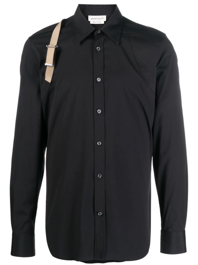 Alexander Mcqueen Signature Harness Long-sleeve Shirt In Nero