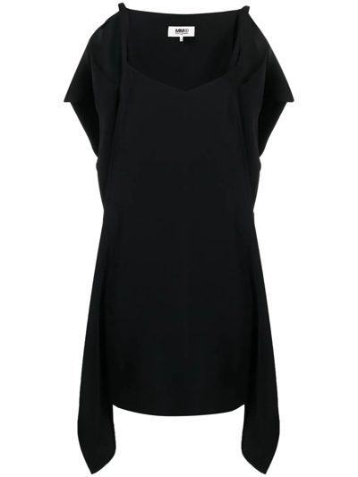 Mm6 Maison Margiela Square-neck Sleeveless Dress In Black