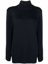 Jil Sander Slit-sleeves High-neck Jumper In Blue