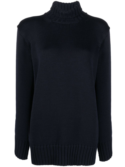 Jil Sander Slit-sleeves High-neck Jumper In Black  