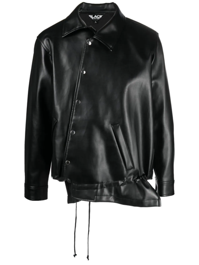 Black Comme Des Garçons Asymmetric-hem Artificial Leather Jacket In Black