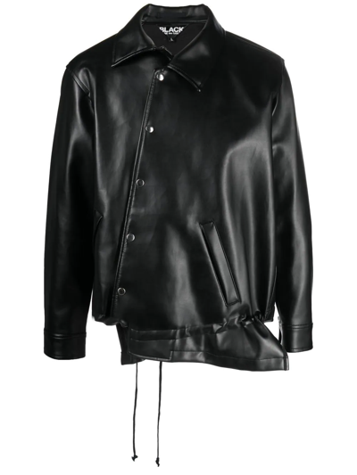 BLACK COMME DES GARÇONS ASYMMETRIC-HEM ARTIFICIAL LEATHER JACKET