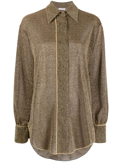 Oseree Lumière Oversized Button-up Shirt In Brown