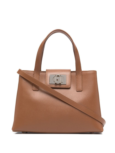 Furla Leather Twist-lock Bag In Brown