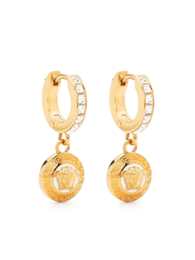 Versace Hoop Earrings With Medusa Embellishment In Gold