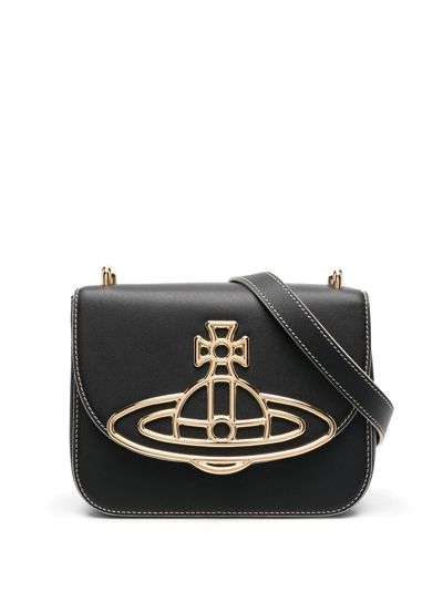 Vivienne Westwood Logo-plaque Leather Crossbody-bag In Black