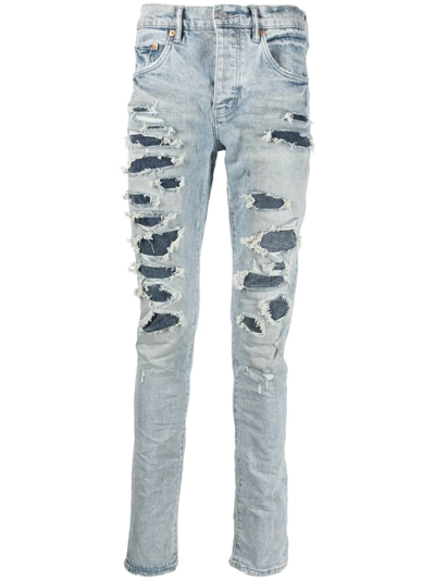 Purple Brand Ripped Slim-leg Jeans In Blue