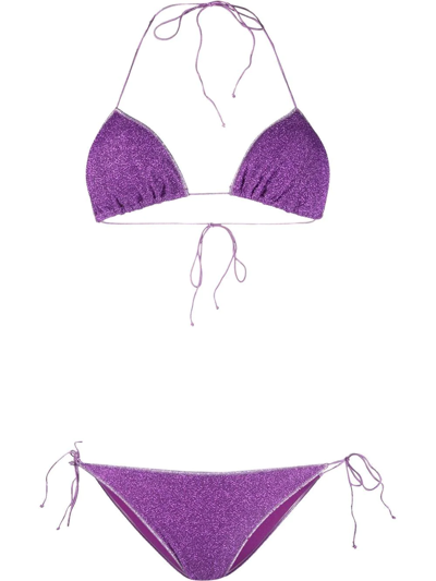 Oseree Triangle-cup Tie-fastening Bikini In Purple