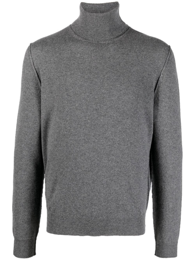 Maison Margiela Roll-neck Fine-knit Jumper In Grey