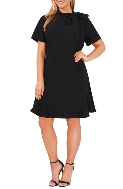 Cece Bow A-line Dress In Rich Black