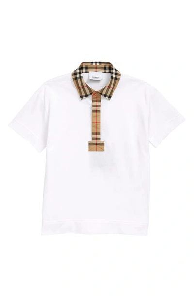 Burberry Kids - White Vintage Check Trim Cotton Piqué Polo Shirt - Kids