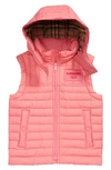 BURBERRY KIDS' CAREY HOODED QUILTED VEST