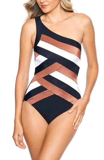 Miraclesuit Spectra Matrix One-shoulder One-piece Swimsuit In Black