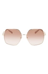 Ferragamo Gancini 61mm Gradient Rectangular Sunglasses In Gold Tortoise