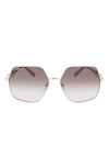 Ferragamo Gancini 61mm Gradient Rectangular Sunglasses In Gold/black