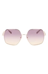 Ferragamo Gancini 61mm Gradient Rectangular Sunglasses In Rose Gold