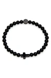 Caputo & Co Onyx Cross Bead Stretch Bracelet In Black Onyx