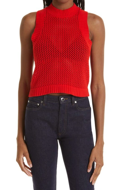 Staud Inlet Racerback Cotton-blend Knit Top In Tomato