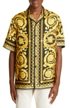 Versace Black And Gold Silk Shirt In Multi-colored