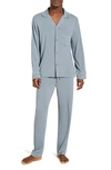 Eberjey William 2-piece Piped Pajama Set In Blue Fog Ivory