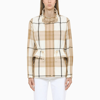 BURBERRY NATURAL-COLOURED JACKET WITH CHECK MOTIF