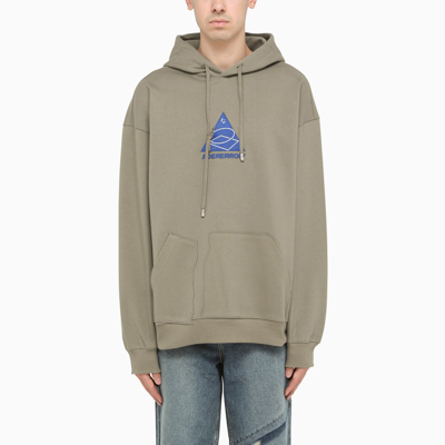 Ader Error Khaki Hoodie With Geomid Logo In Green