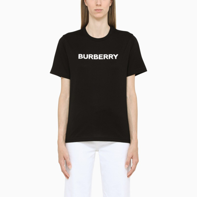 BURBERRY BLACK T-SHIRT WITH LOGO LETTERING