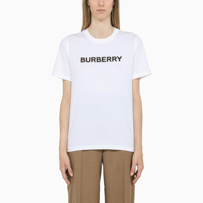 BURBERRY WHITE T-SHIRT WITH LOGO LETTERING