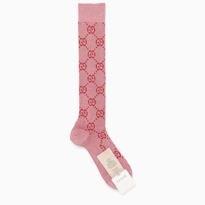 Gucci Pink Lame Gg Socks