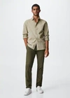 Mango Man Slim Fit Cotton Shirt Beige In Beige