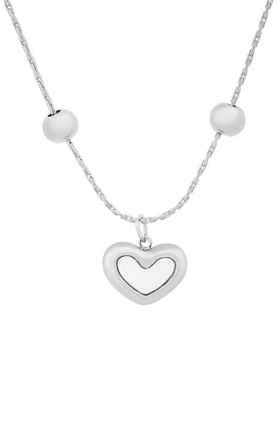 Hmy Jewelry Mother Of Pearl Heart Pendant Necklace In Metallic