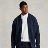 Polo Ralph Lauren Cotton Blend Quilted Double Knit Full Zip Hoodie In Blue