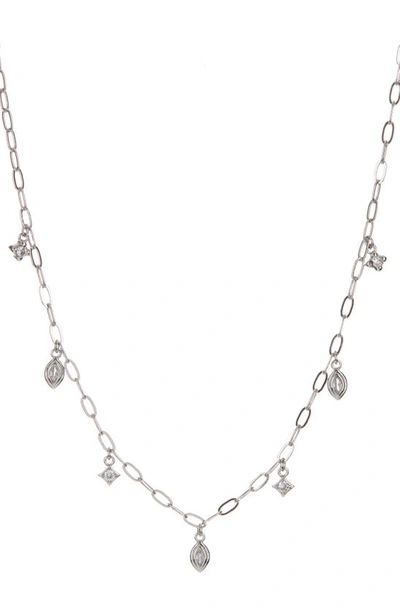 Luv Aj Crystal Charm Station Necklace In Silver