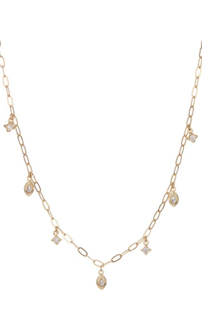 Luv Aj Crystal Charm Station Necklace In Gold