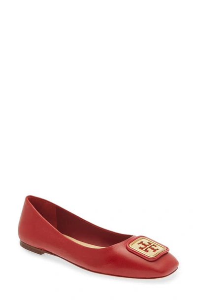 Tory Burch Georgia Square Toe Ballet Flat In Smoked Paprika