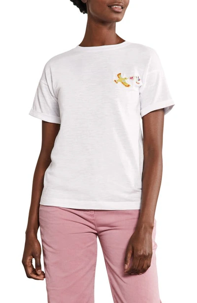 Boden Turn Up Graphic Tee In Bird Embroidery